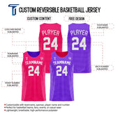Pink-Violet Custom Reversible Basketball Jersey